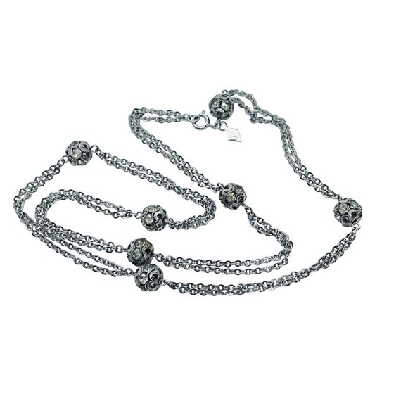 Sarah Coventry Silver Tone Disco Ball Rhinestone Necklace And Bracelet Set (5535 - Picture 6 of 8